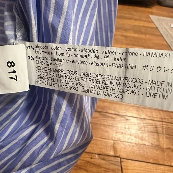 Zara Striped Blue Wrap around Blouse 3/4 sleeve XS - Picture 5 of 8